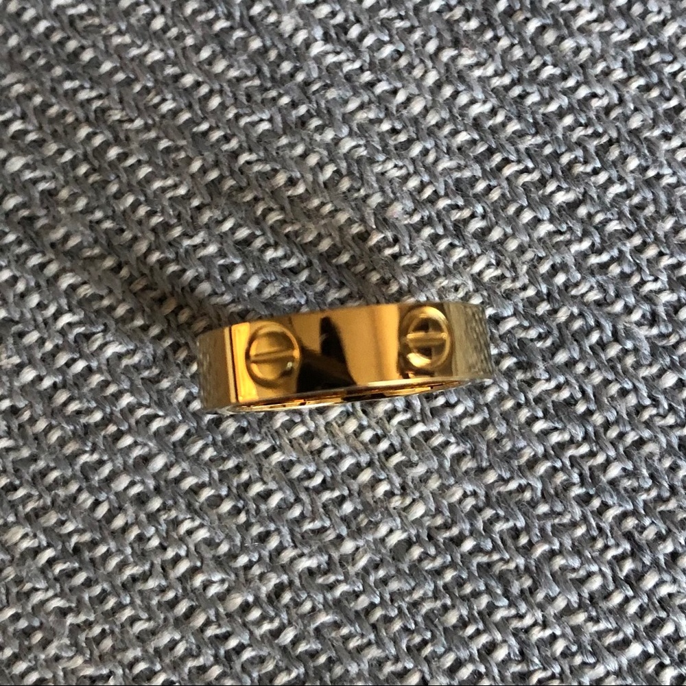 Gold Plated Screw Motif Ring